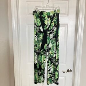 WHBM Wide Leg Emerald Palm Pants SZ S